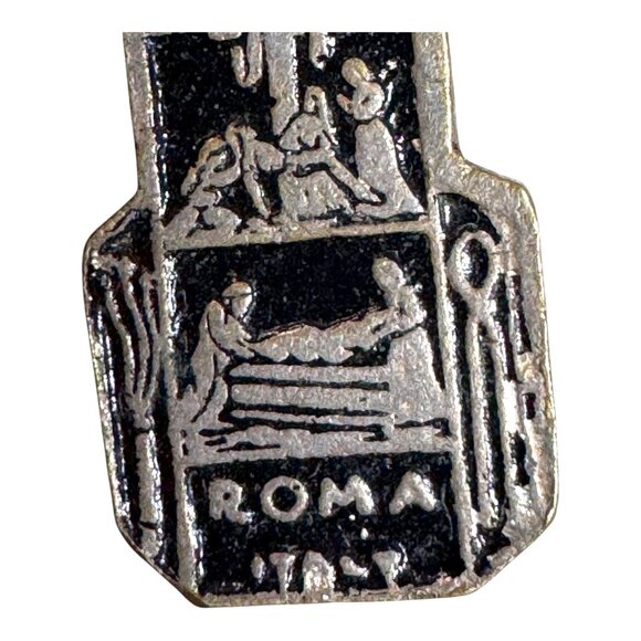 Italian Roma Blue Glass Rosary Emerald Green Iridescent Beads Silver Cross 15" - Picture 4 of 9